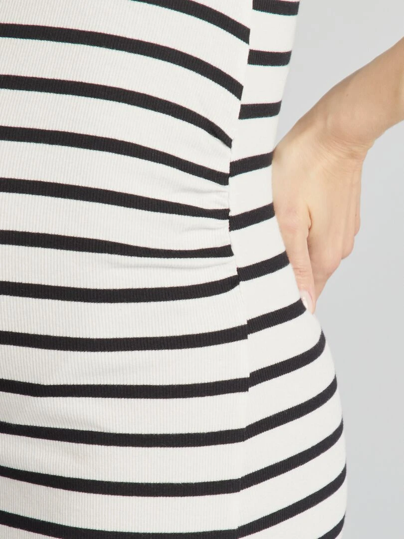 Robe côtelée grossesse   Blanc/noir