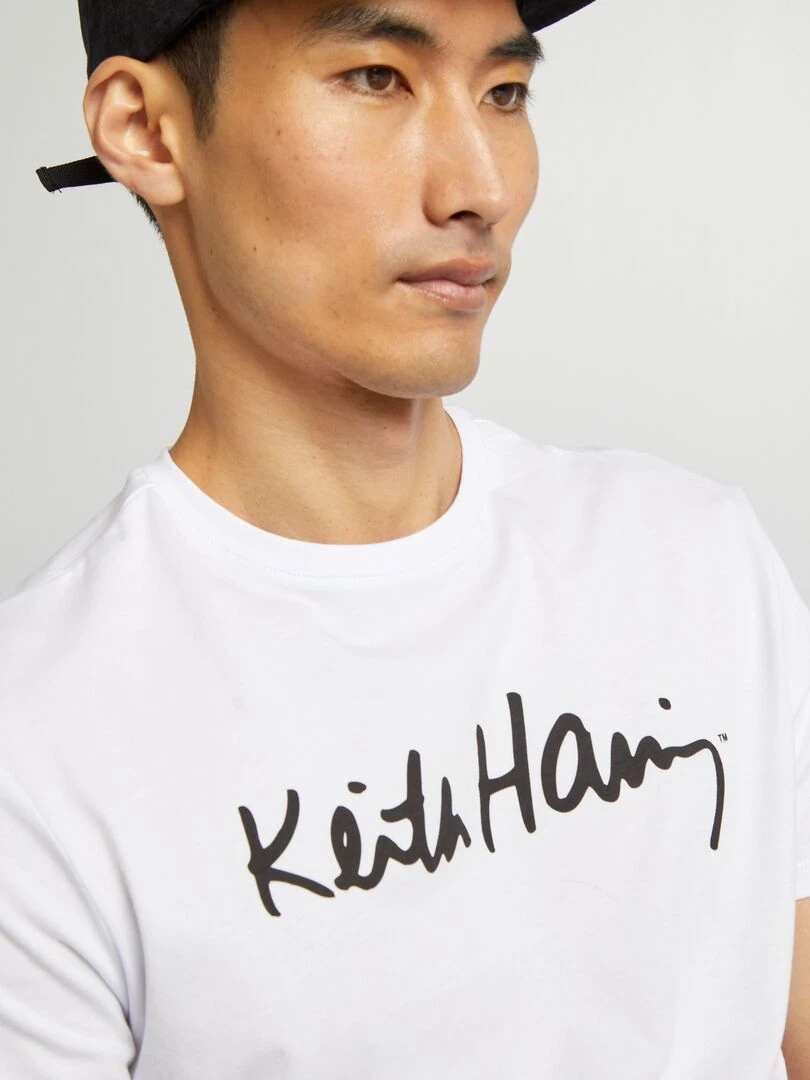 Tee shirt 'Keith Haring' à col rond   blanc