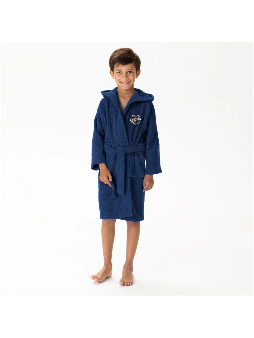 Peignoir enfant 100% coton  HARRY POTTER BLASON   Bleu foncé