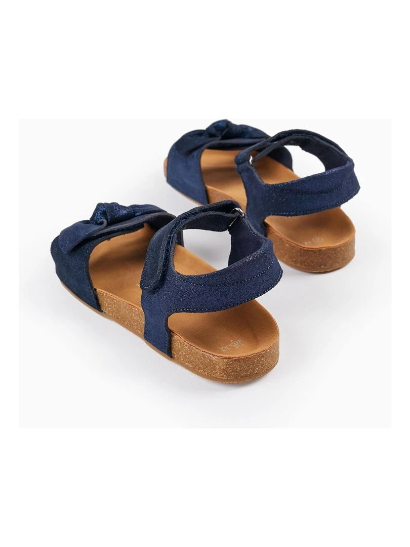 Sandales en cuir avec paillettes et nœud pour fille  ATLANTIC COMPANY   Bleu foncé