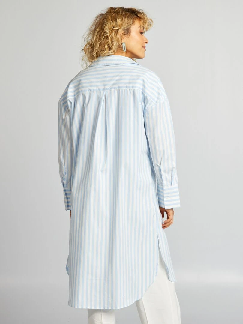 Chemise longue   Bleu rayé