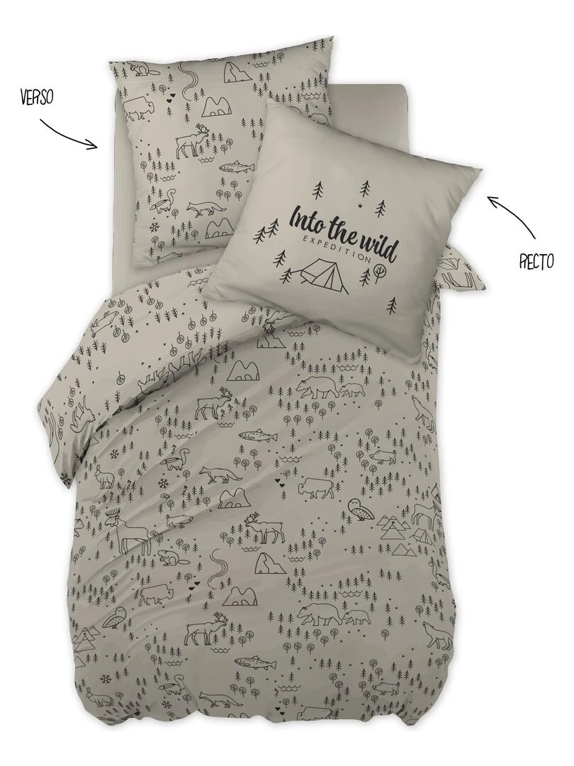 Parure housse de couette + taie Into the wild Blanc