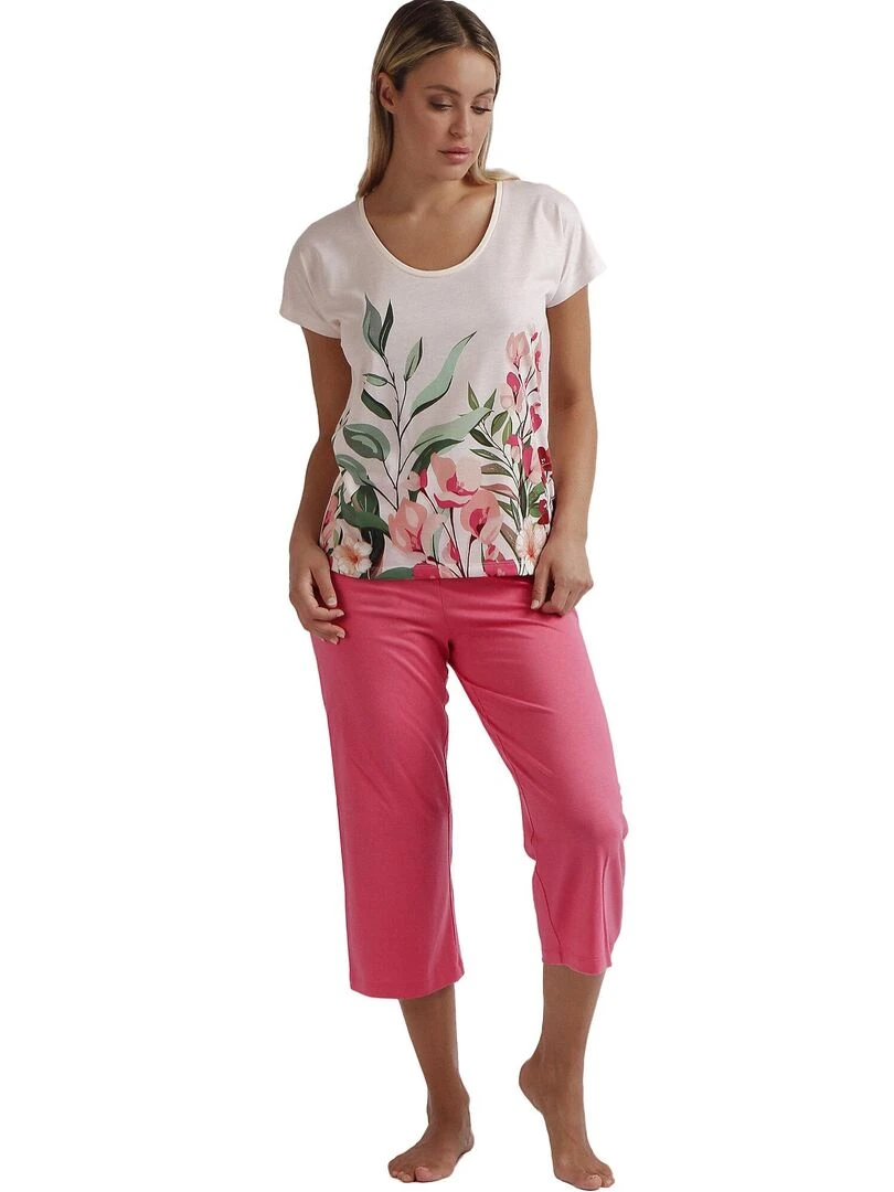 Pyjama pantalon palazzo t shirt Let It Grow Rose