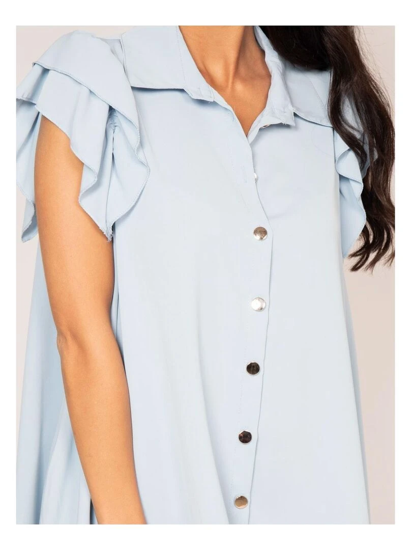 Robe courte boutonnée ILLISA   Bleu clair