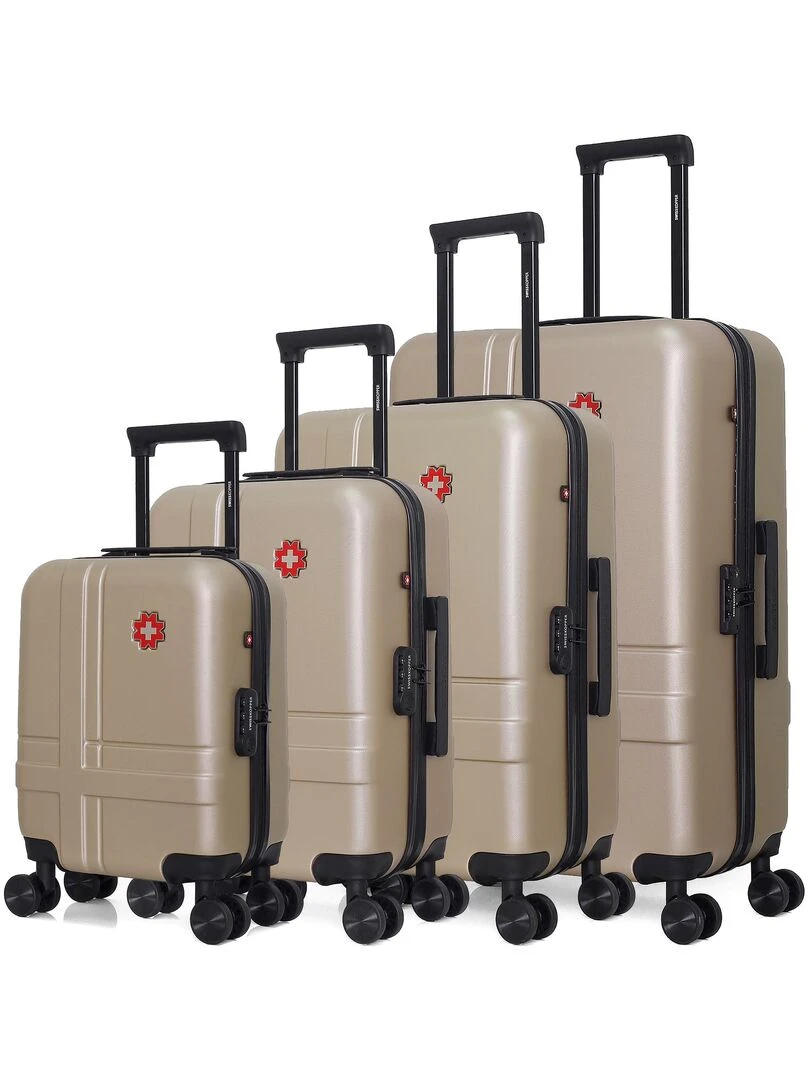 Set de 4 Valises Rigides Grand Format Taille Moyenne Valise Cabine et Vanity USTER M Beige
