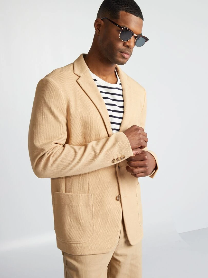 Blazer en maille piquée   Beige