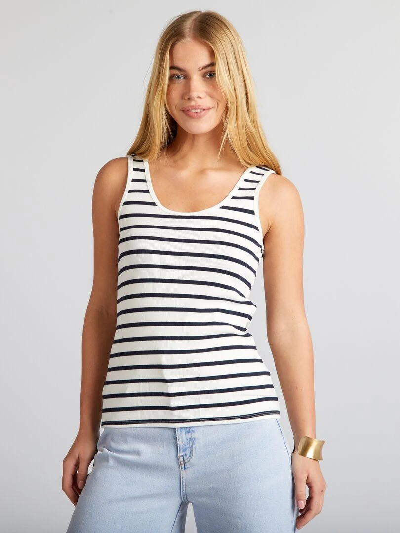 Débardeur sans manches   Rayé marine