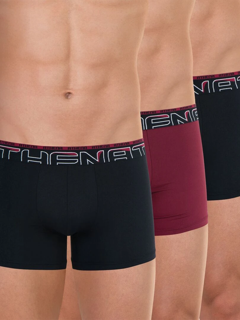 Lot de 3 boxers homme Seconde Peau Rouge foncé