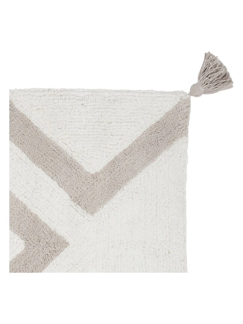 Guy Levasseur   Tapis de bain en coton fantaisie écru à pompons   Beige