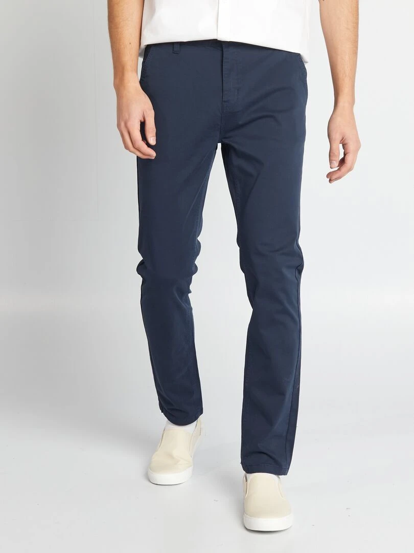 Pantalon chino uni   Bleu