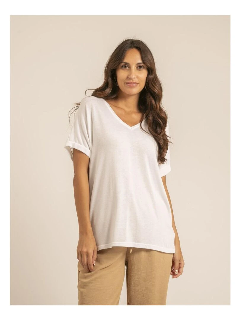 T shirt dentelle FERASSIA Blanc
