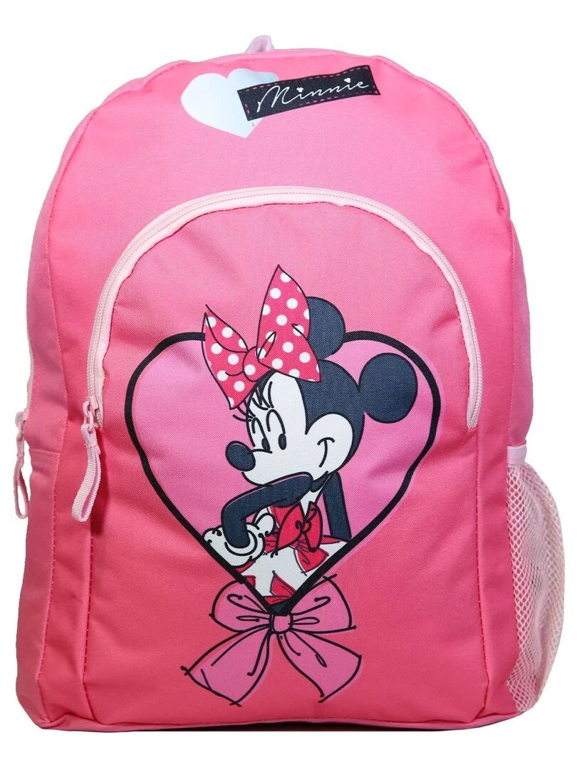 Sac à dos 37 cm avec poche Disney Minnie Coeur Rose Bagtrotter Rose