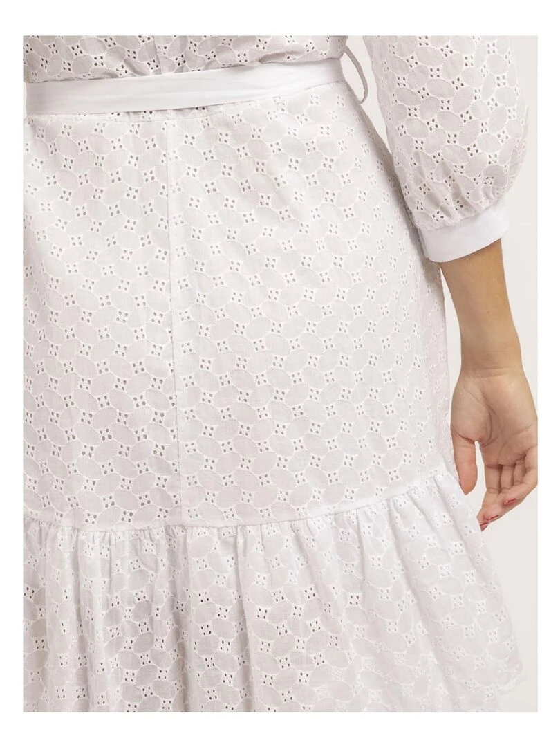 Robe chemise courte broderies anglaises ILOR   Blanc