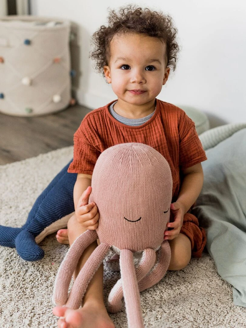 Peluche en coton poulpe   Rose pâle