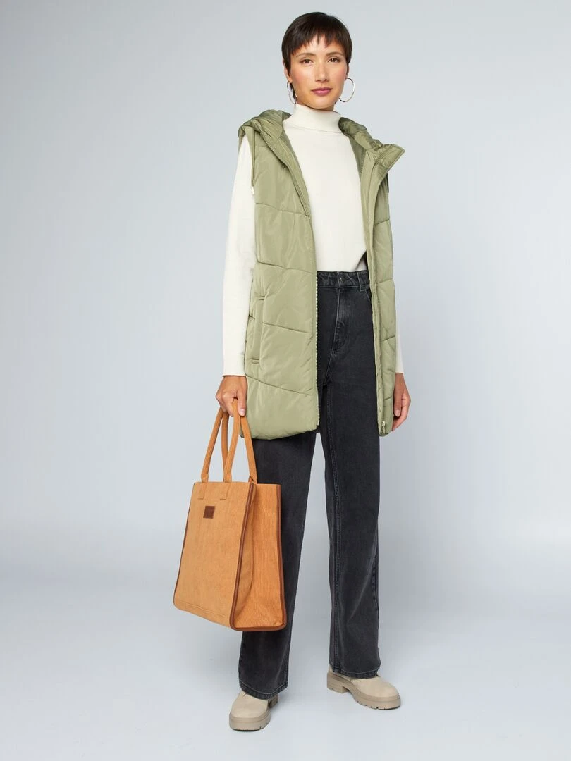 Doudoune longue sans manches   Vert