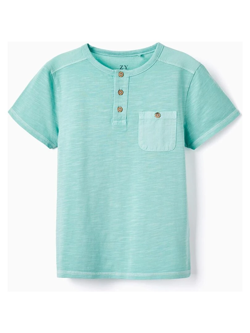 T Shirt en Coton avec Poche pour Garçon manches courtes Vert