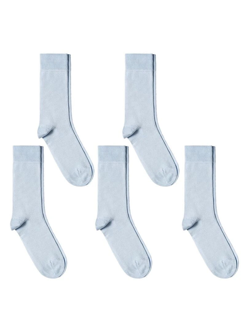 Chaussettes Jersey Coton Lot 5 Paires Fabrication UE Bleu ciel