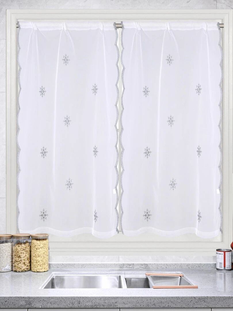 Paire de vitrage motif flocons Gris