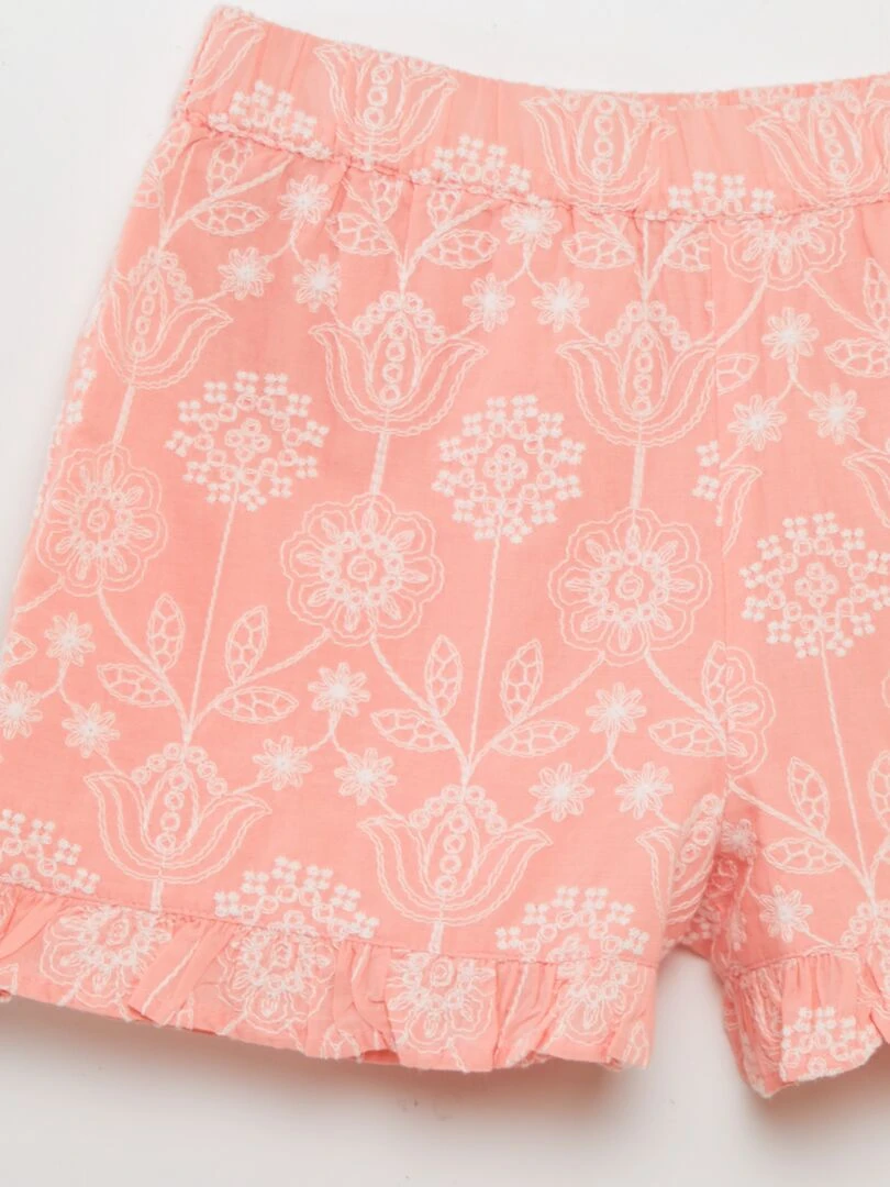 Short léger en broderie indienne   Rose