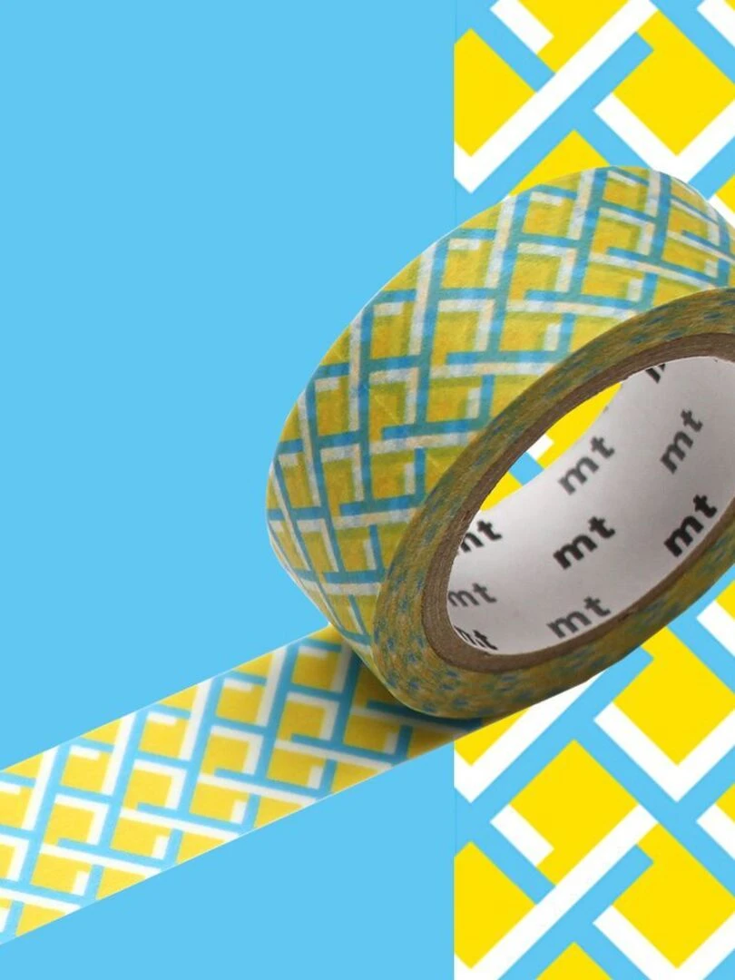Masking tape tressage fond jaune 1 5 cm x 7 m N/A