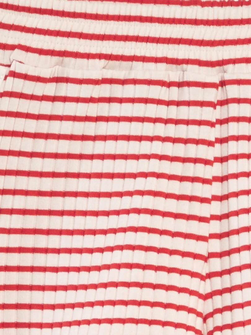 Short en maille côtelée à rayures   Rouge