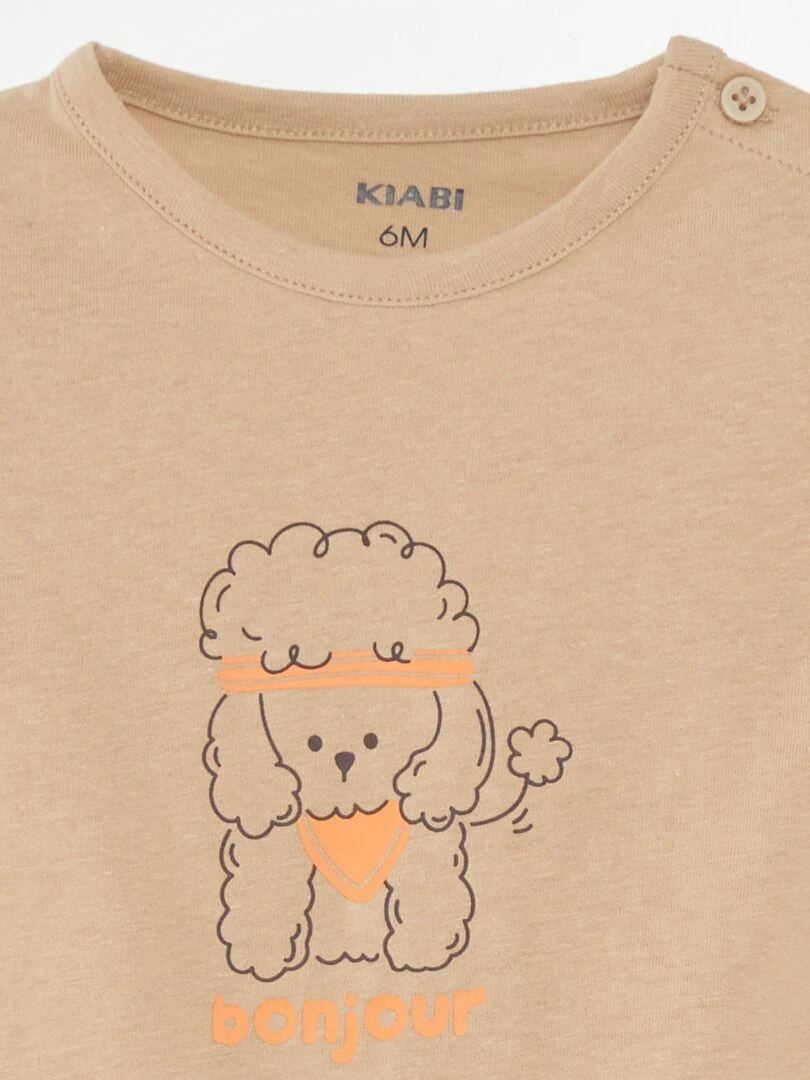 T shirt manches courtes imprimé Beige