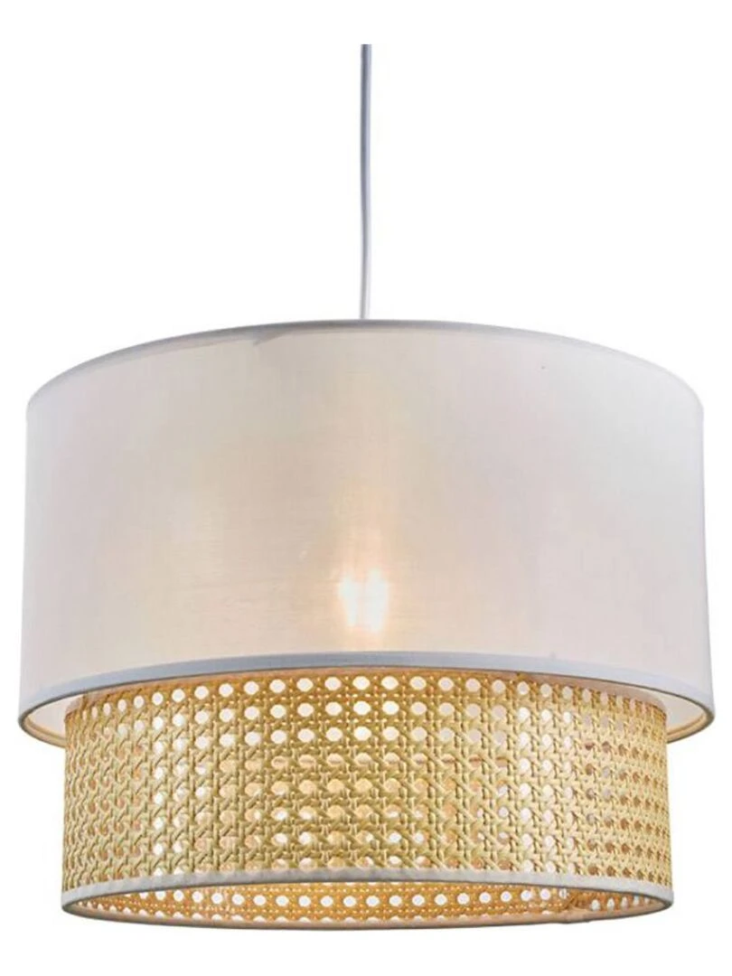 Suspension gigogne ronde cannage tissu blanc D35   Blanc