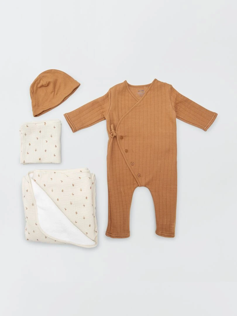 Box de naissance 'Welcome Baby' 4 pièces Mixte Beige