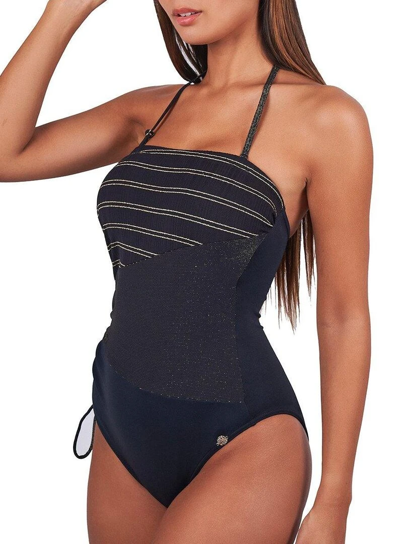 Maillot de bain 1 pièce coupe bustier Zeus Noir