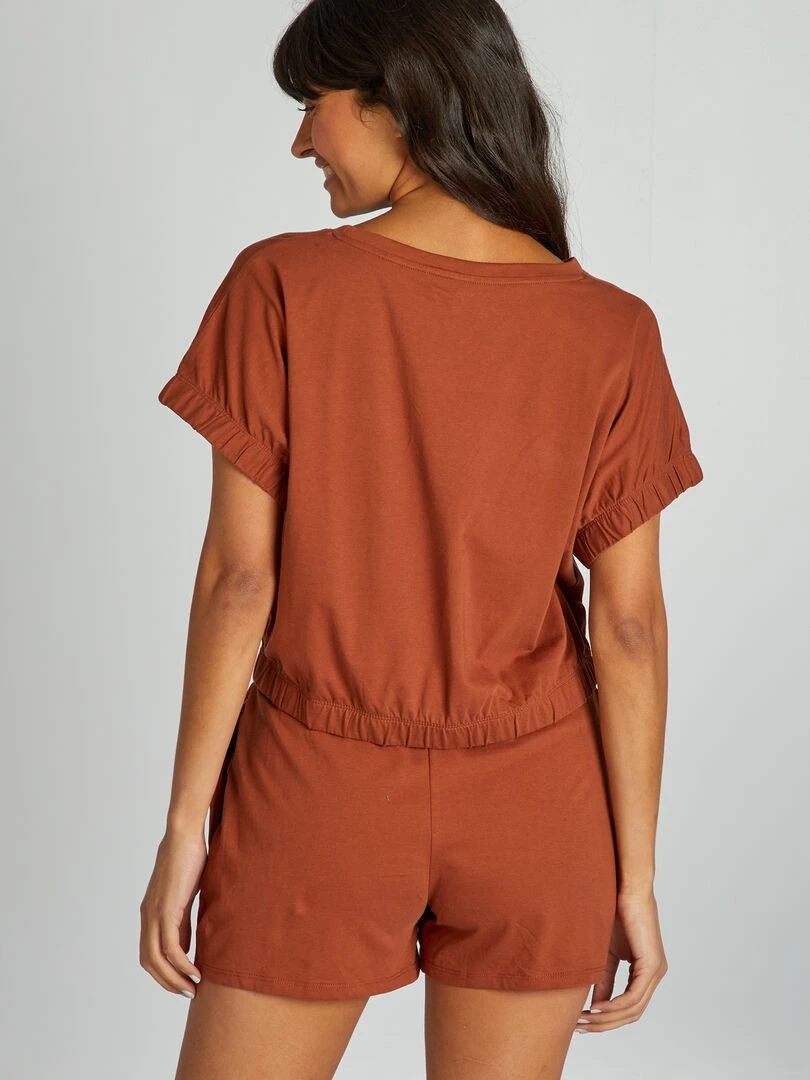 Ensemble pyjama short   2 pièces   Marron
