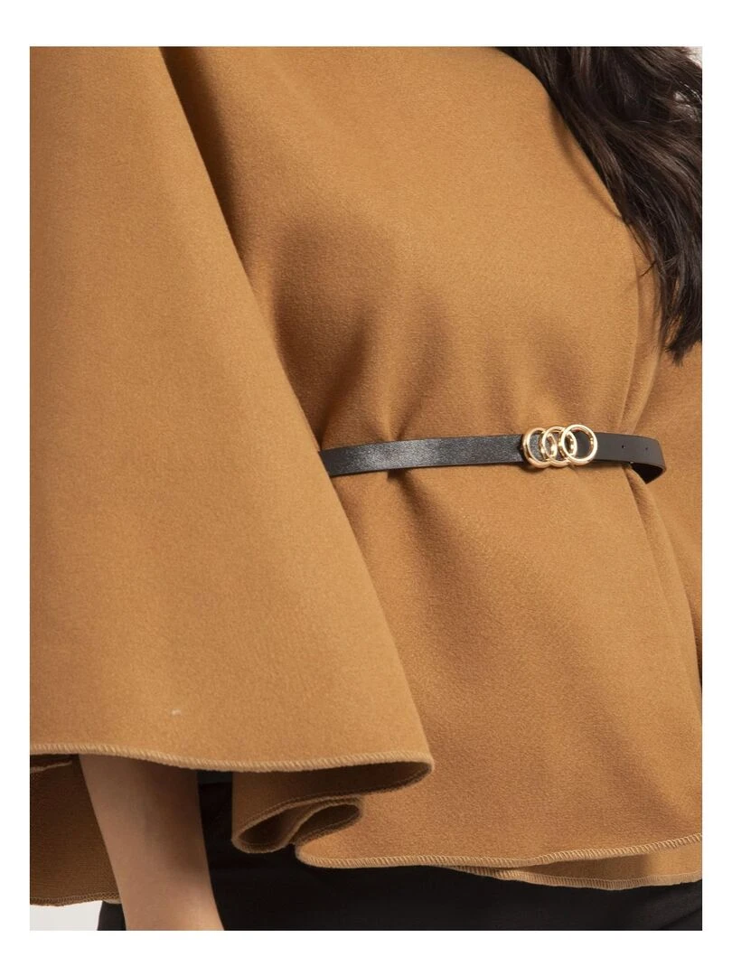Cape courte et ceinture UMILIA   Marron caramel