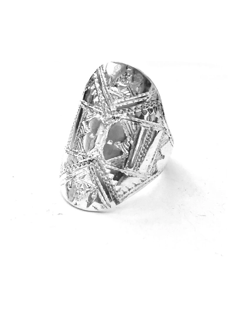 Longue Bague Touareg gravée à la main Argent