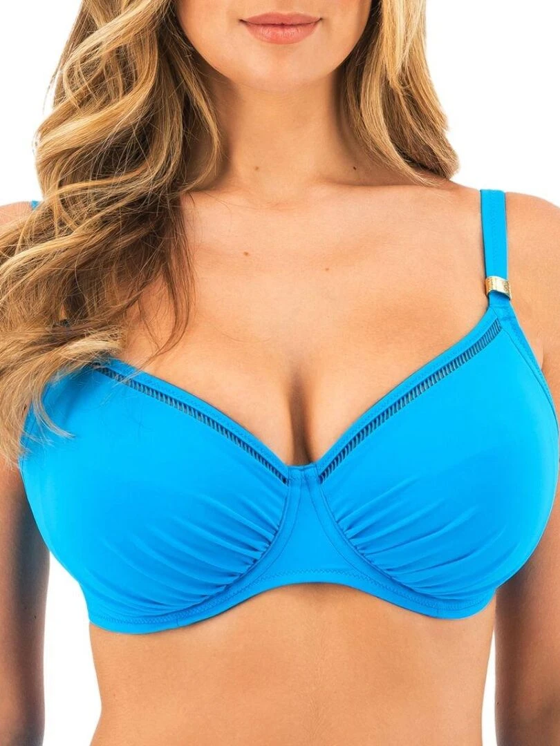 Haut de maillot de bain à armatures et bonnets plissés East Hampton Bleu