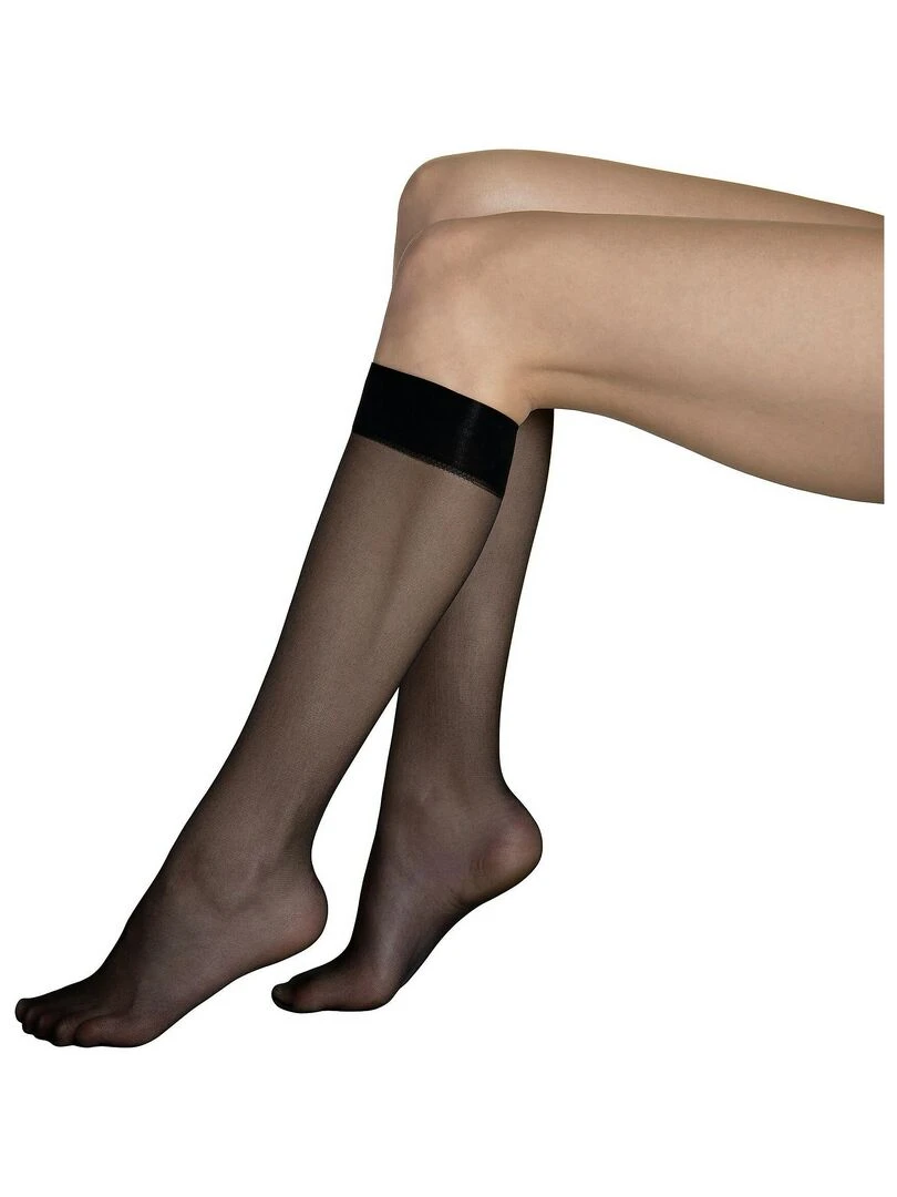 Lot de 2 paires mi bas 15 DEN Pretty   Noir