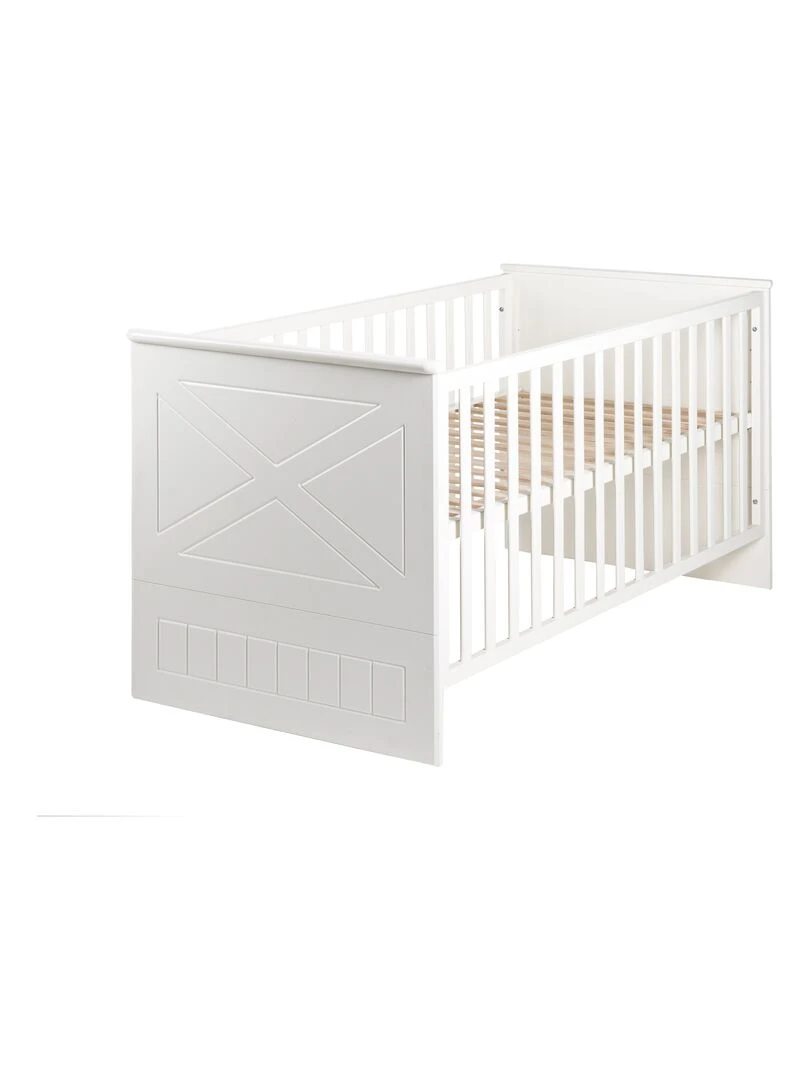 ROBA Lit bébé évolutif "Constantin" 70x140 Hauteur Réglable 0 à 7 Ans Blanc/Blanc Canadien Blanc