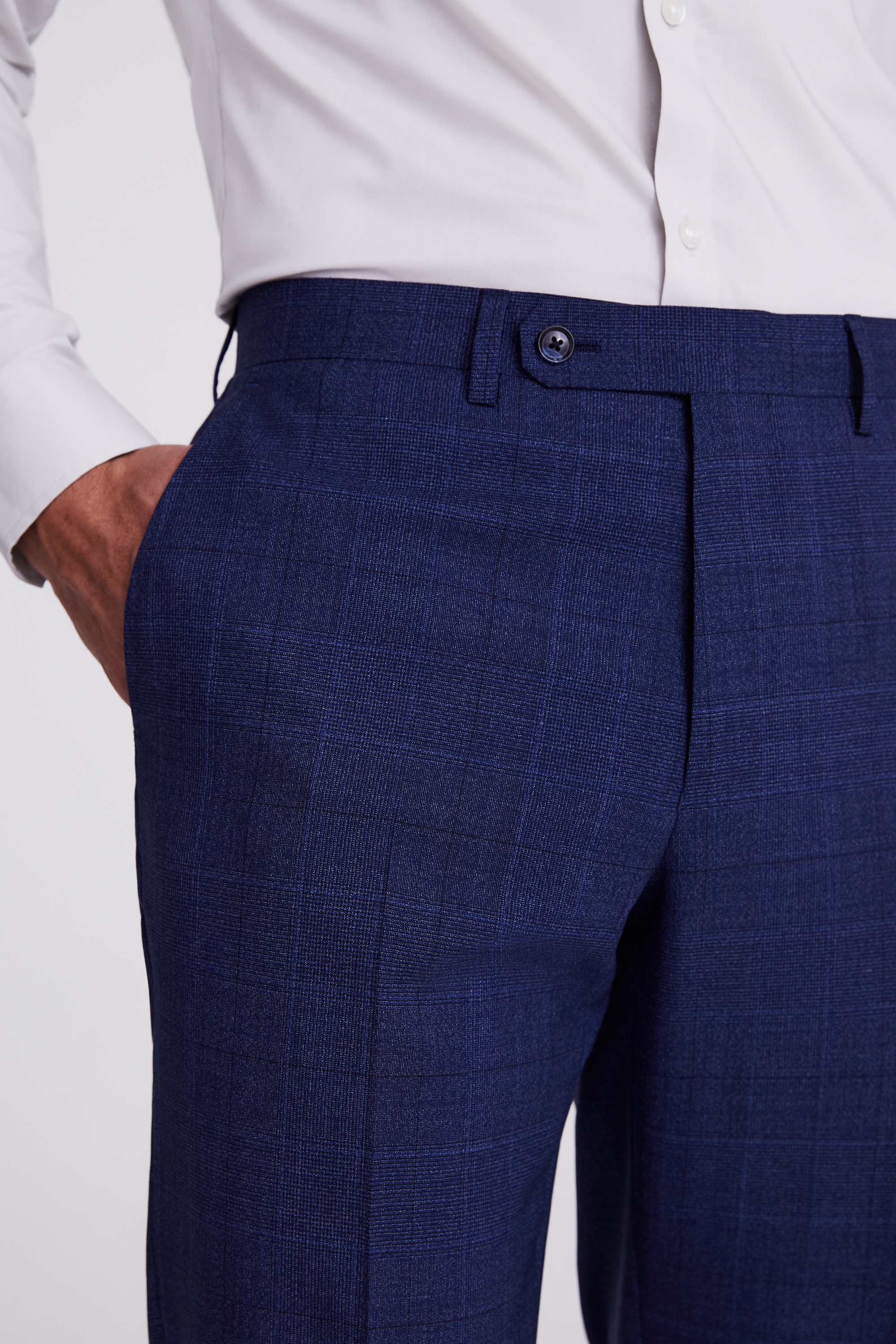 Italian Slim Fit Navy Hopsack Trousers   Buy Online at Moss