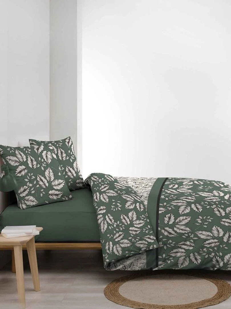 Housse de couette 240x220 + 2 taies Marjolaine kaki coton 52 fils   Vert