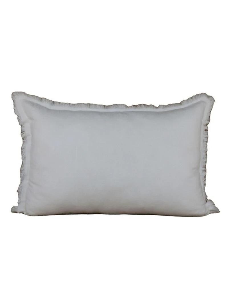 Coussin à franges en coton Blanc