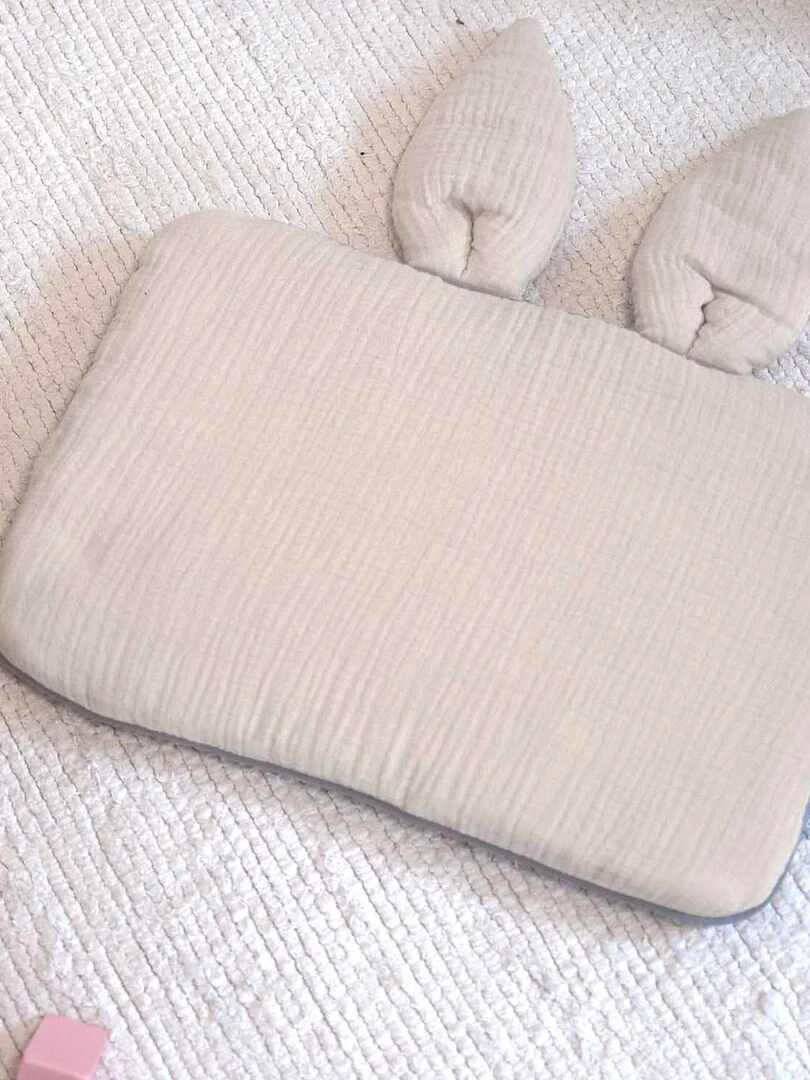 Oreiller plat lapin en gaze de coton  Jeanne   Bleu