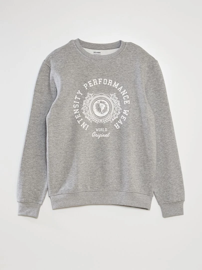 Sweat en molleton imprimé Gris