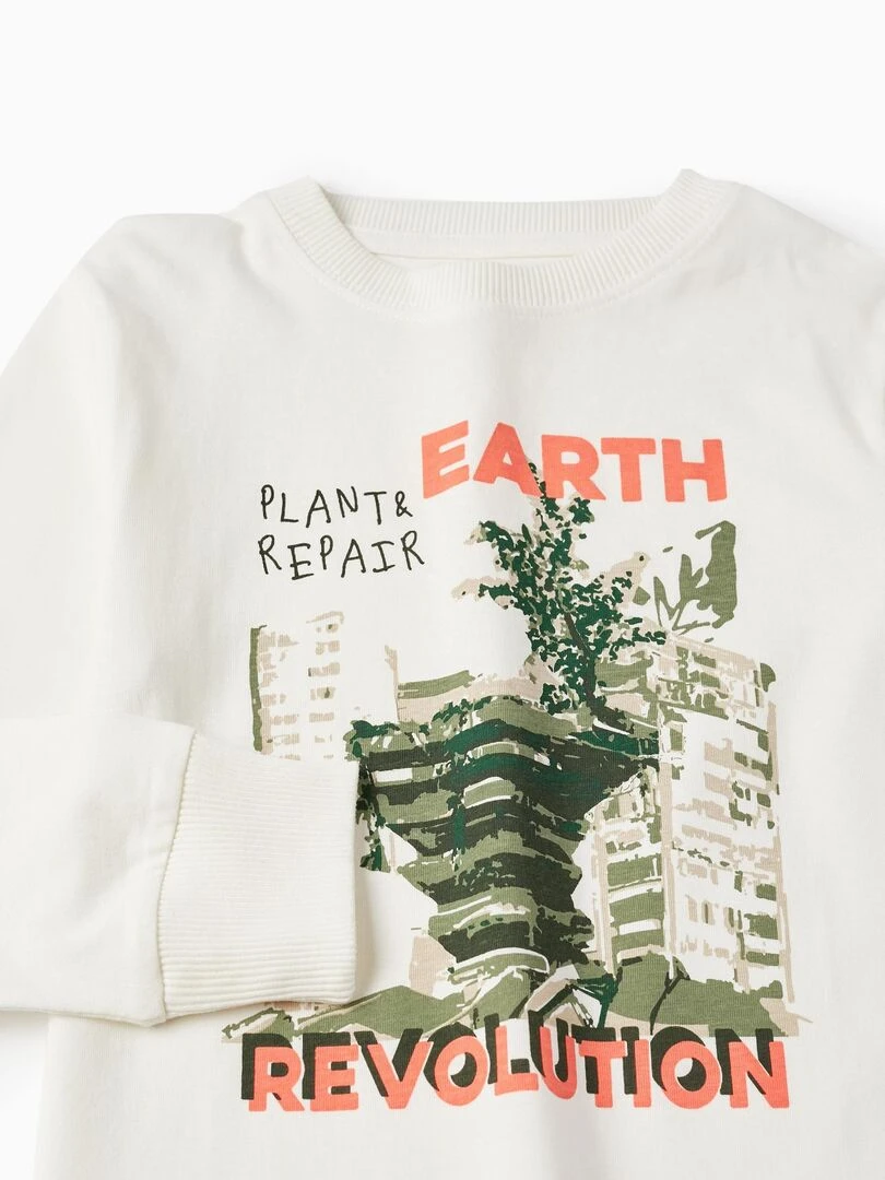 T shirt à manches longues pour garçon 'Earth Revolution' manches longues   Blanc