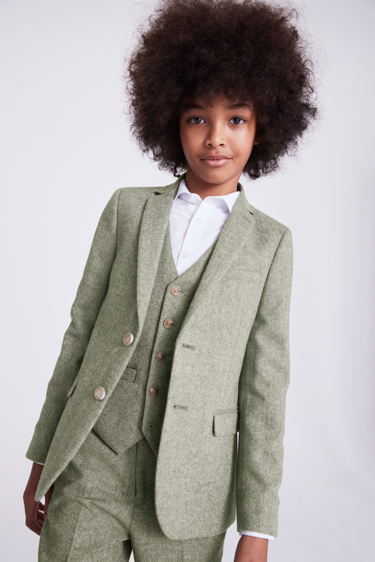 Boys Sage Herringbone Tweed Jacket Buy Online at Moss