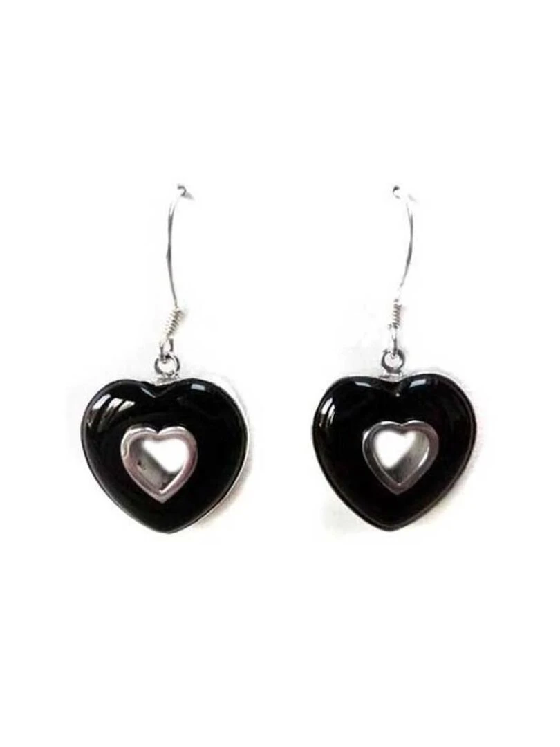 Boucles d'oreille en agate Bijoucolor Noir