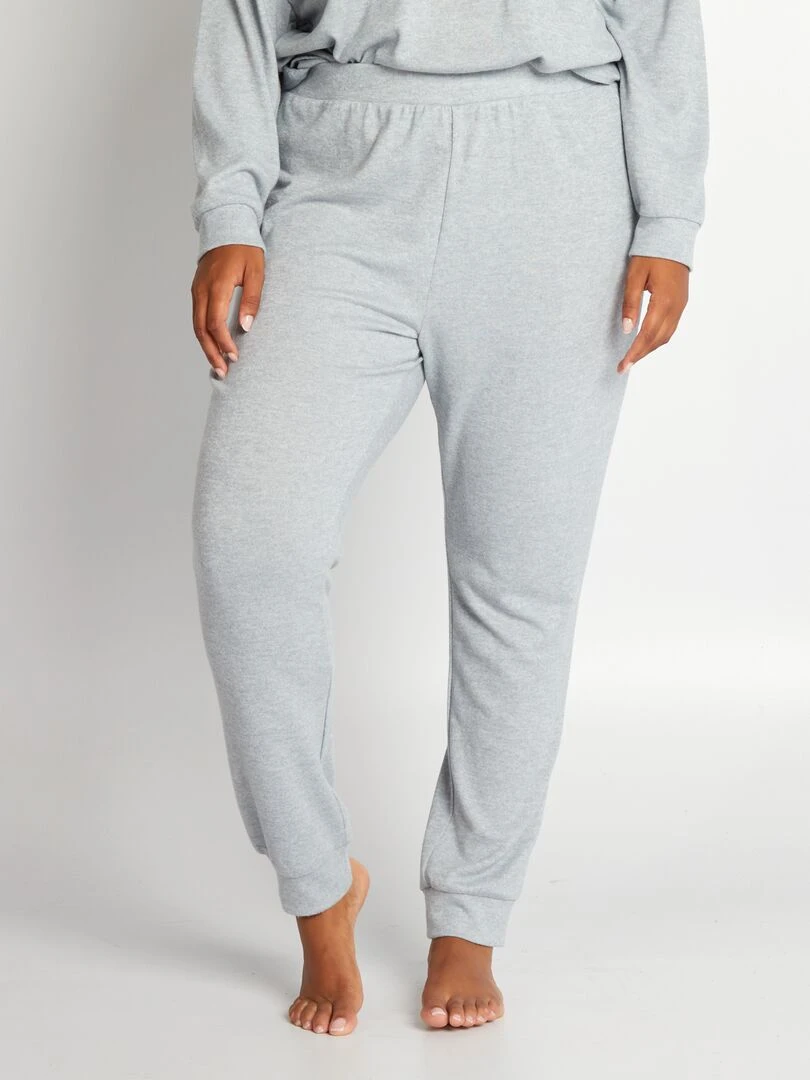 Bas de pyjama maille douce Jogging Bleu/gris