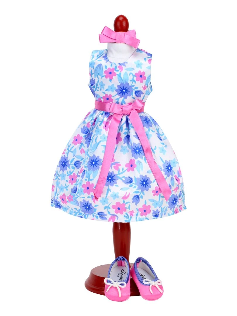 Sophia's Poupée 14 5" Robe de soirée en satin nœud à cheveux et ballerines N/A