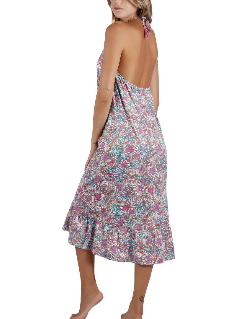 Robe longue estivale dos nu Cachemire Multicolore