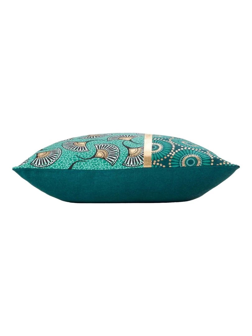 Housse de coussin en coton imprimé or   Vert