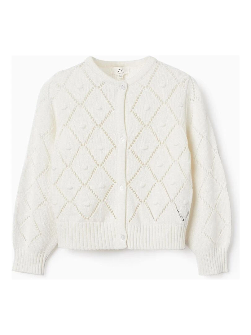 Gilet en Maille de Coton pour Fille ATLANTIC COMPANY Beige clair