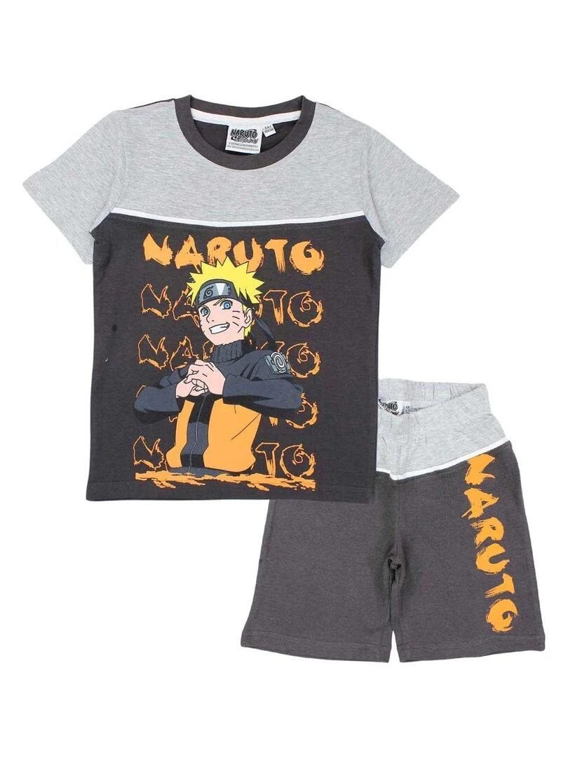 Disney Ensemble T shirt short garçon Imprimé Naruto Gris