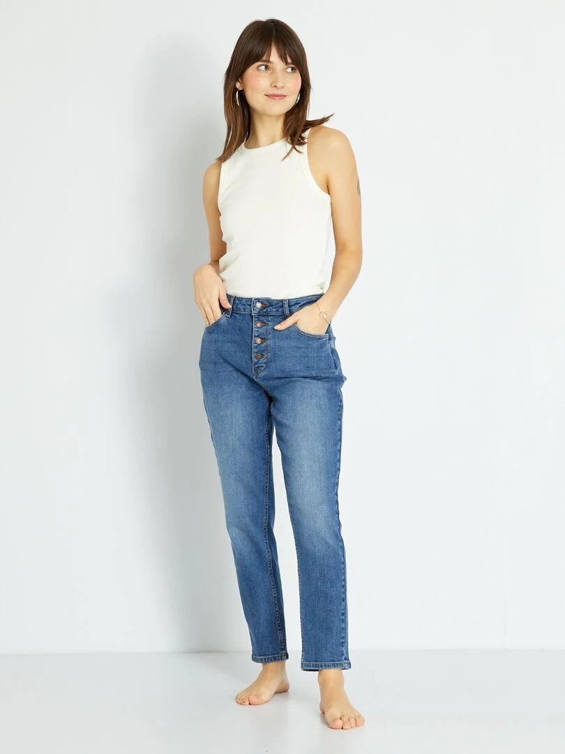 Jean mom à taille très haute L28 Stone